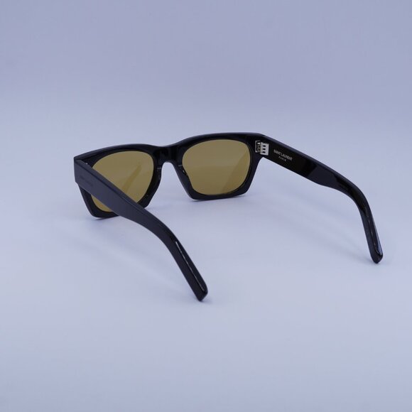 Saint Laurent SL402 010 Sunglasses Black Square Frame, Yellow Lenses - Picture 6 of 12